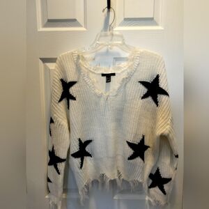 Forever 21 BCream V-Neck Sweater with Star Pattern
